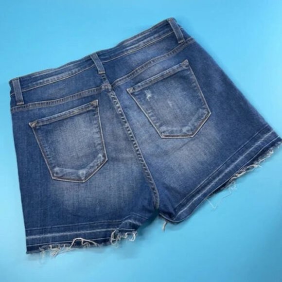 Flying Monkey Women’s Blue Belt Loop Fly Zip Distressed Jeans Shorts Size 30 - Picture 5 of 5